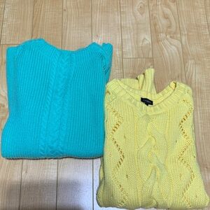 Talbots Bright Yellow and teal Cowl Neck Sweaters